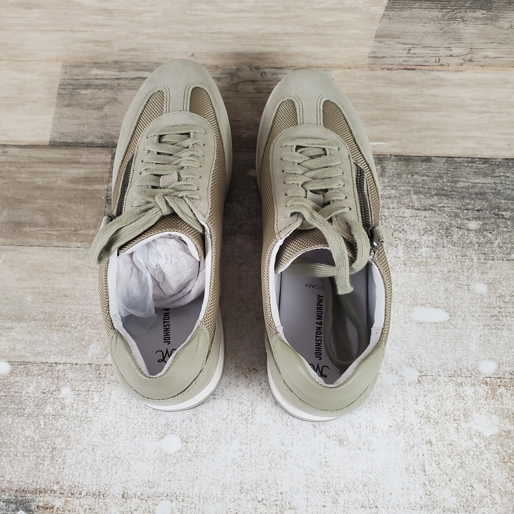 Johnston & Murphy Gracie Womens Shoes Sz 6.5 M Sage Suede Side Zip Sneakers - Picture 4 of 10